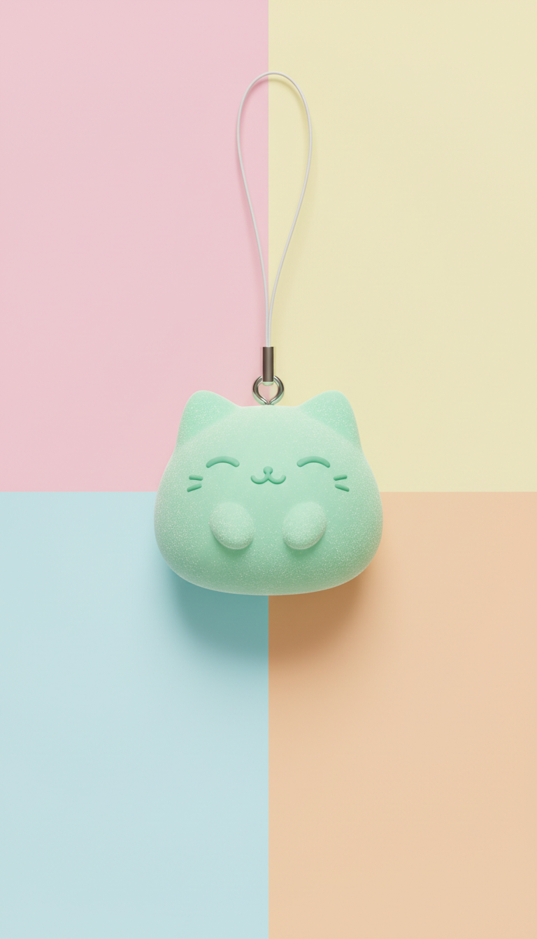 Mint Mochi Cat Phone Charm