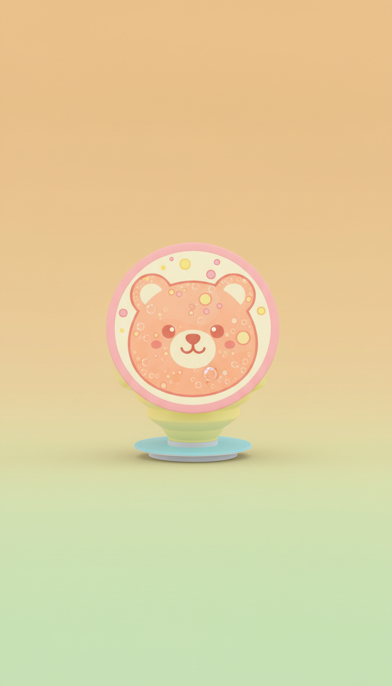 Peach Fizz Bear Silicone Popsocket