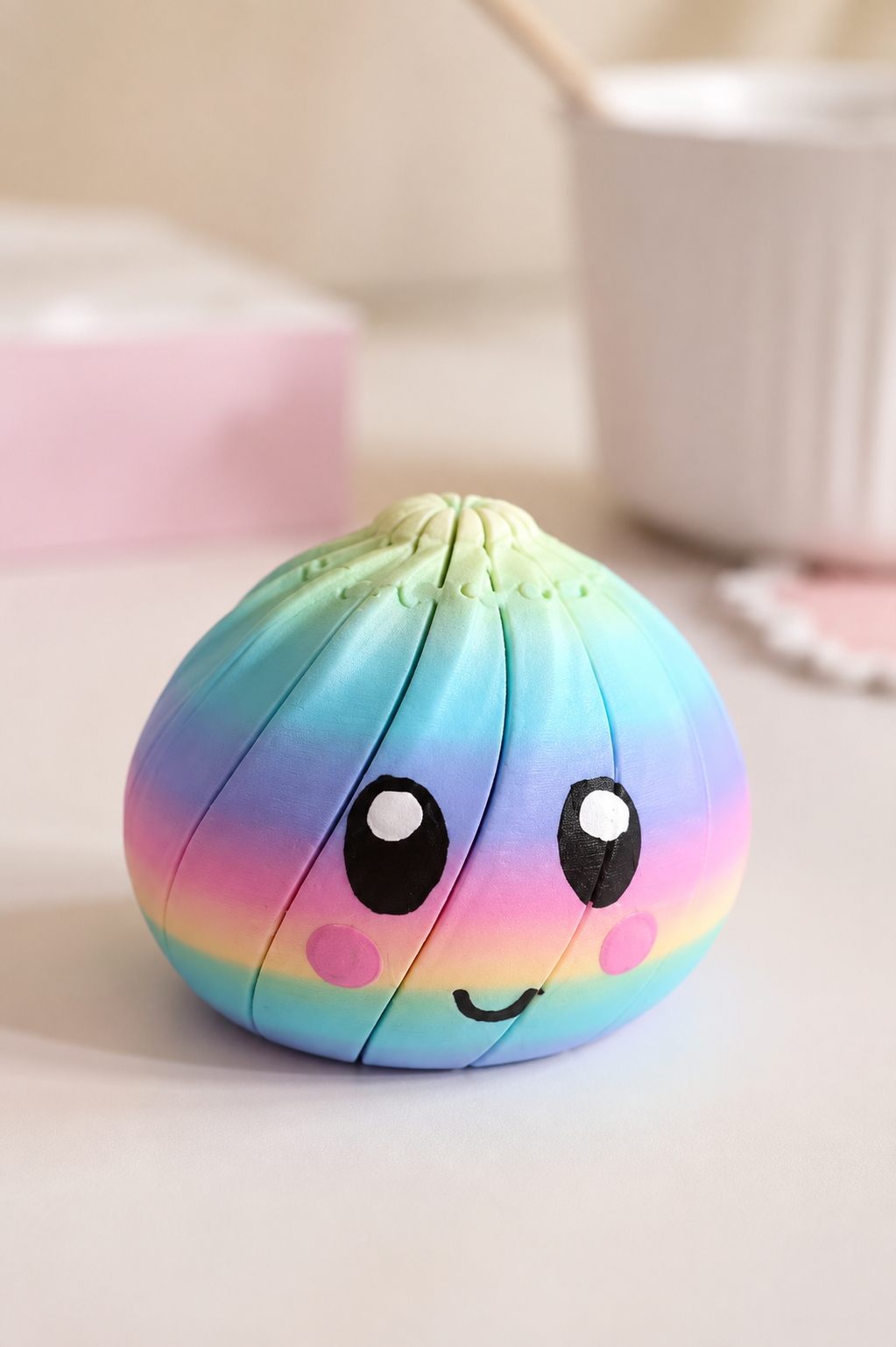 Rainbow Dumpling Fidget Toy, 3D Printed Articulated Sensory Toy, Cute Pastel Desk Toy, Stress Relief Fidget, Kids Gift