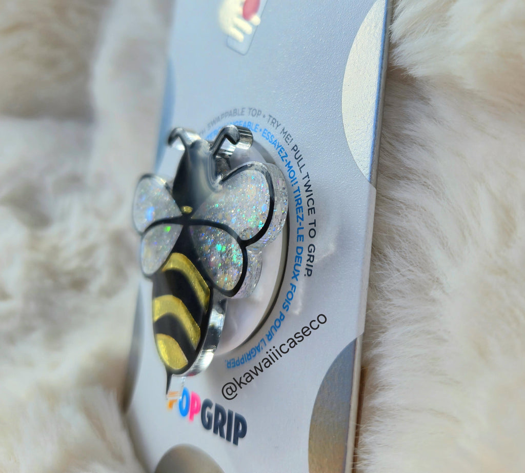 Handmade Glitter Bee Phone Grip Kawaii Bumblebee Phone Stand