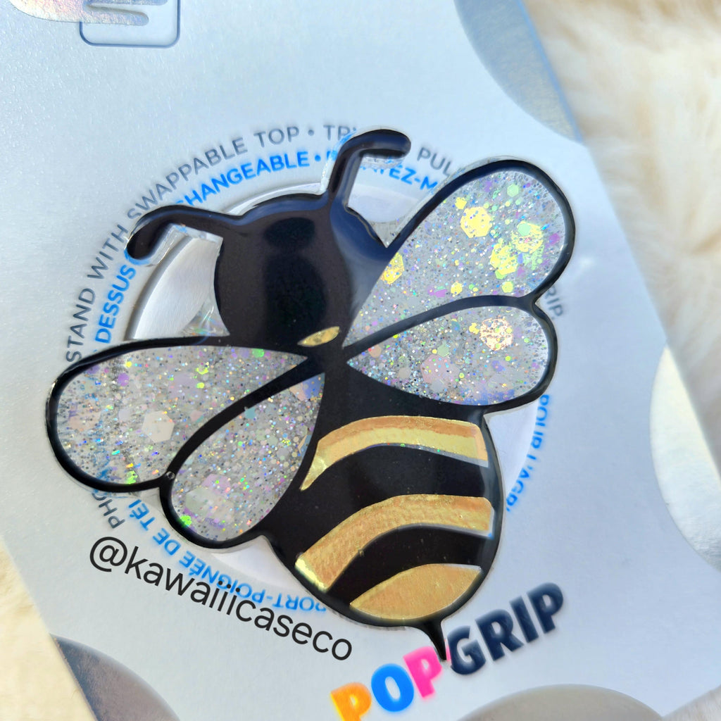 Handmade Glitter Bee Phone Grip Kawaii Bumblebee Phone Stand