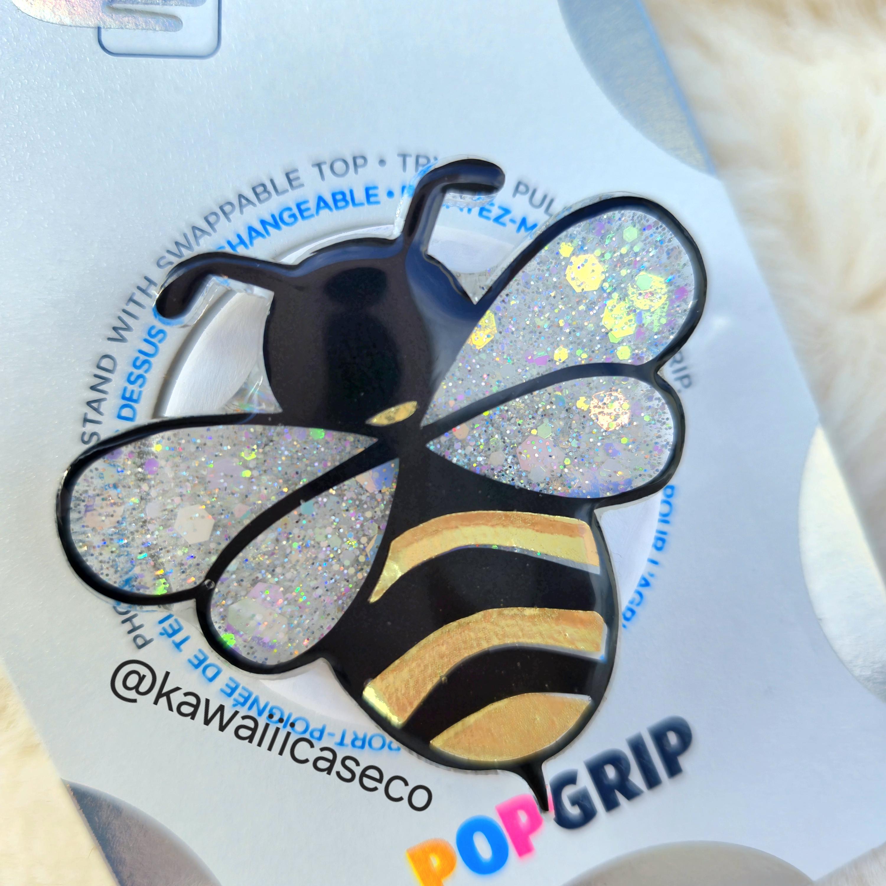 Handmade Glitter Bee Phone Grip Kawaii Bumblebee Phone Stand