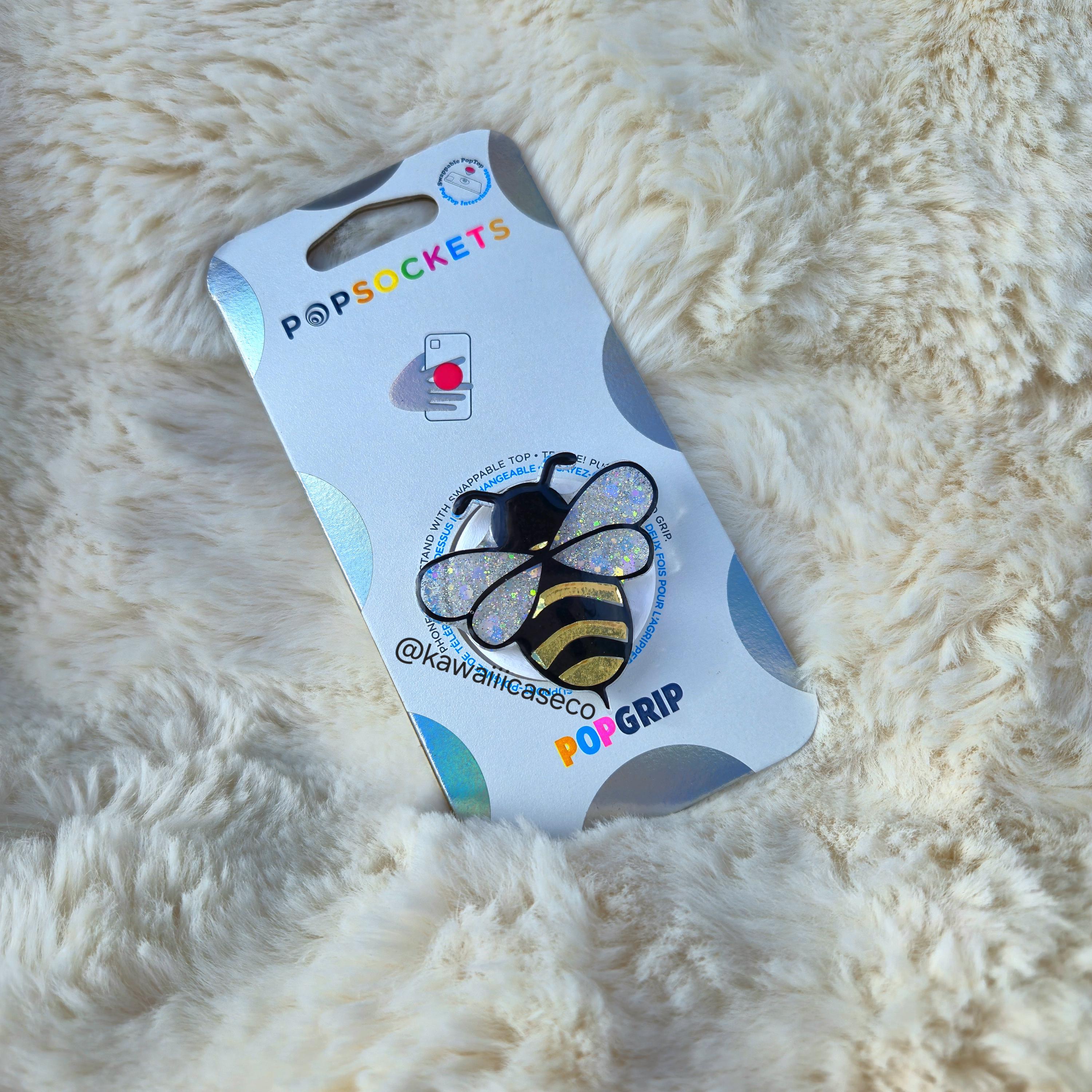 Handmade Glitter Bee Phone Grip Kawaii Bumblebee Phone Stand