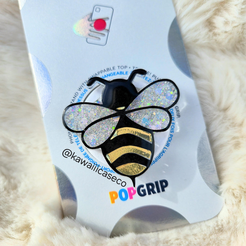 Handmade Glitter Bee Phone Grip Kawaii Bumblebee Phone Stand