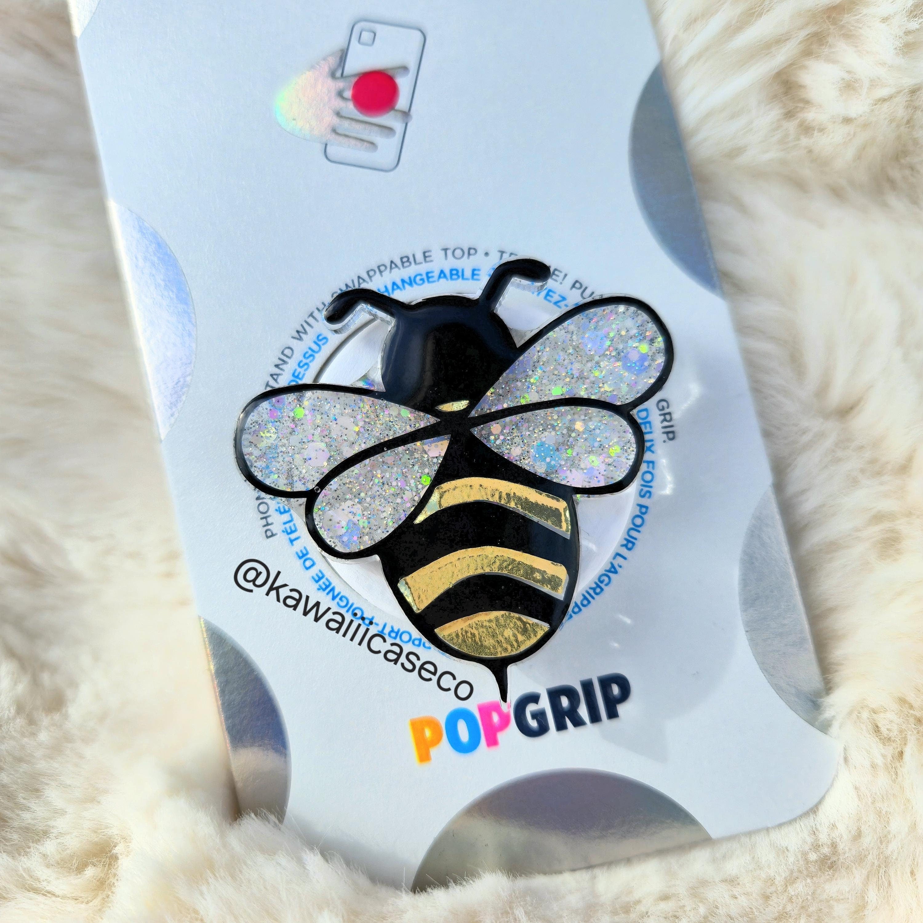 Handmade Glitter Bee Phone Grip Kawaii Bumblebee Phone Stand