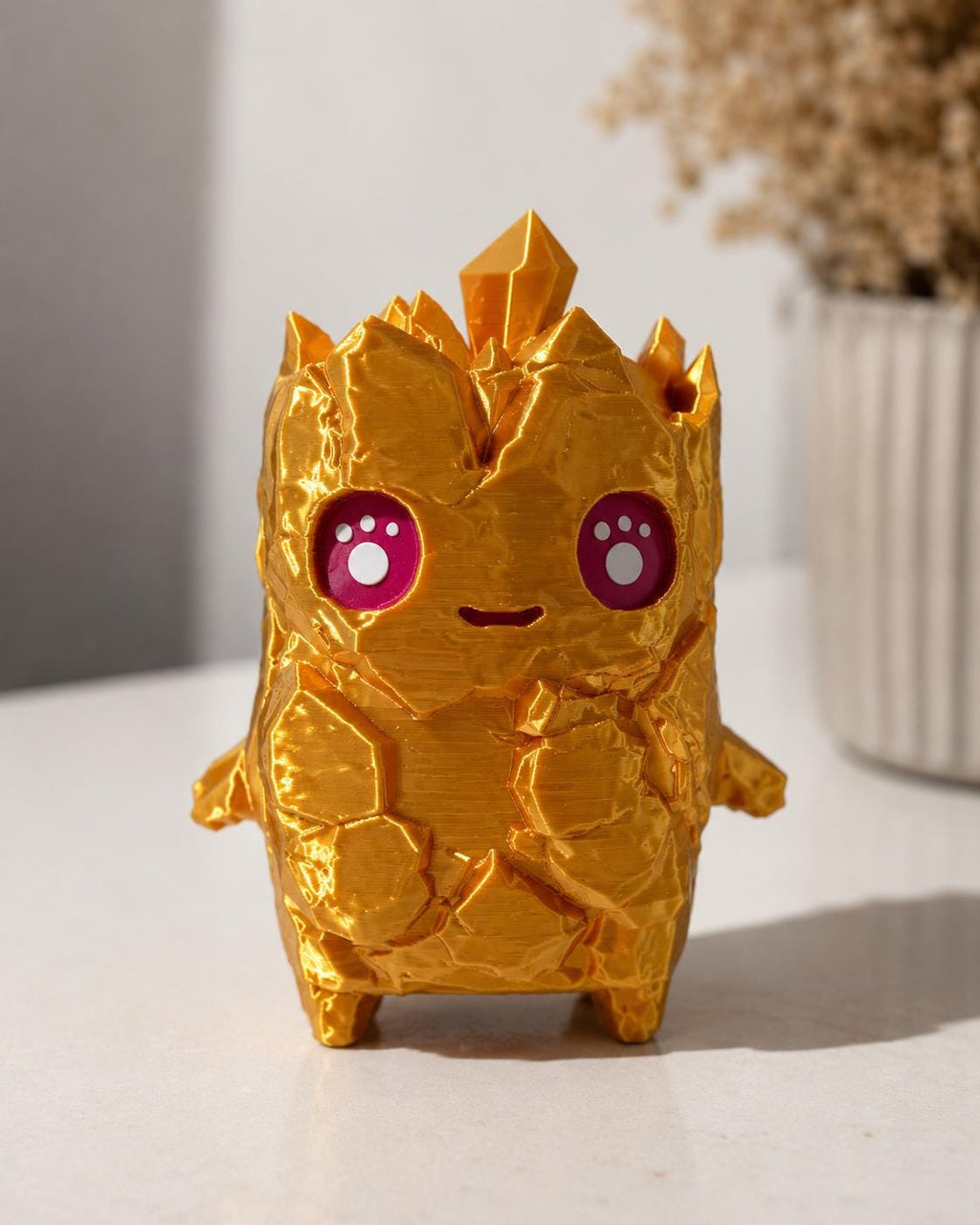 Gold Sprite 3D Printed Figure keychain , Cute Gaming Collectible, Kawaii Gold Sprite Figurine, Gamer Desk Decor, Gaming Gift