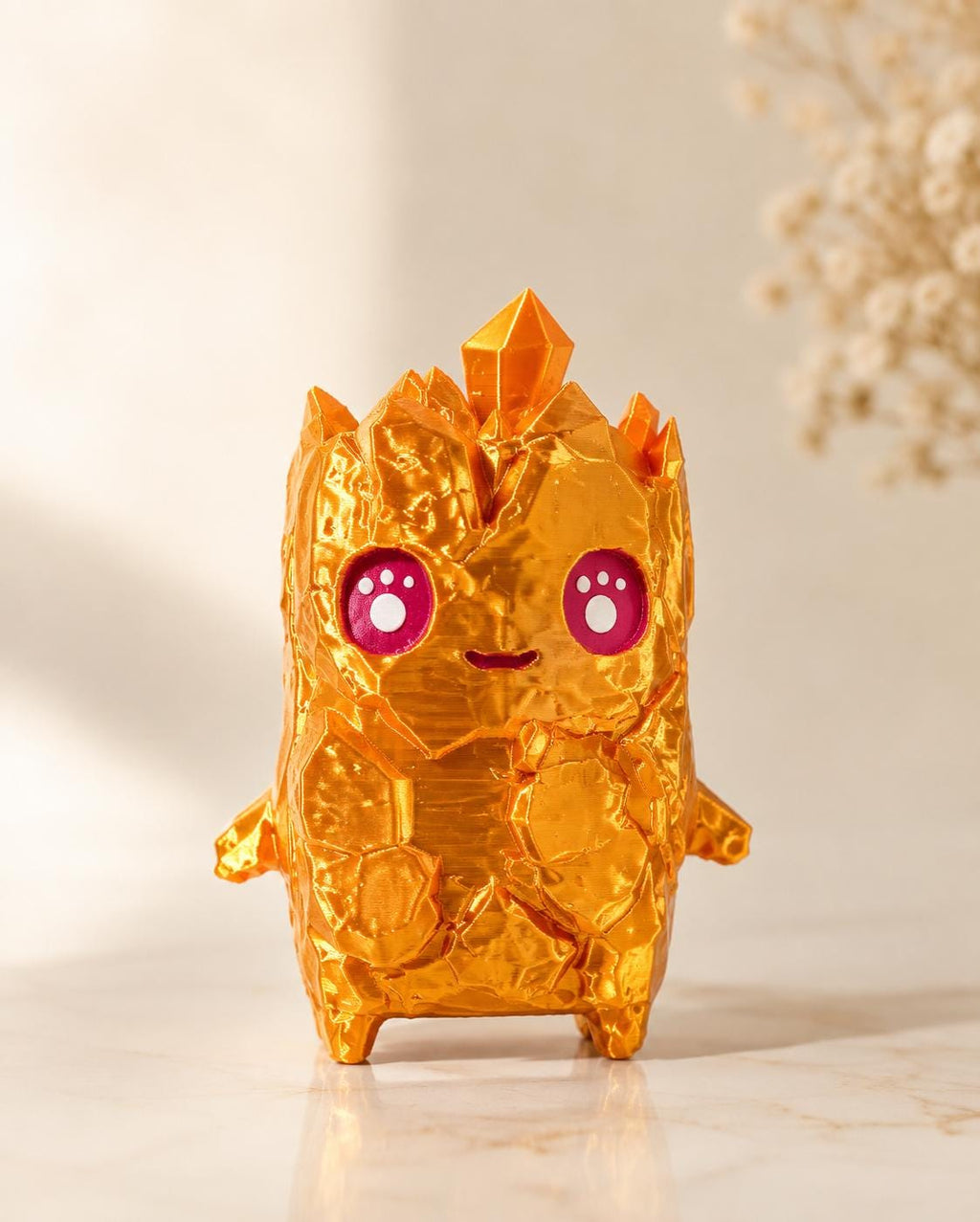 Gold Sprite 3D Printed Figure keychain , Cute Gaming Collectible, Kawaii Gold Sprite Figurine, Gamer Desk Decor, Gaming Gift