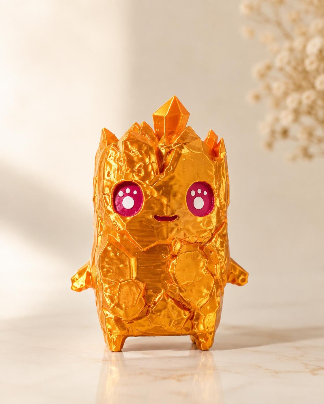 Gold Sprite 3D Printed Figure keychain , Cute Gaming Collectible, Kawaii Gold Sprite Figurine, Gamer Desk Decor, Gaming Gift