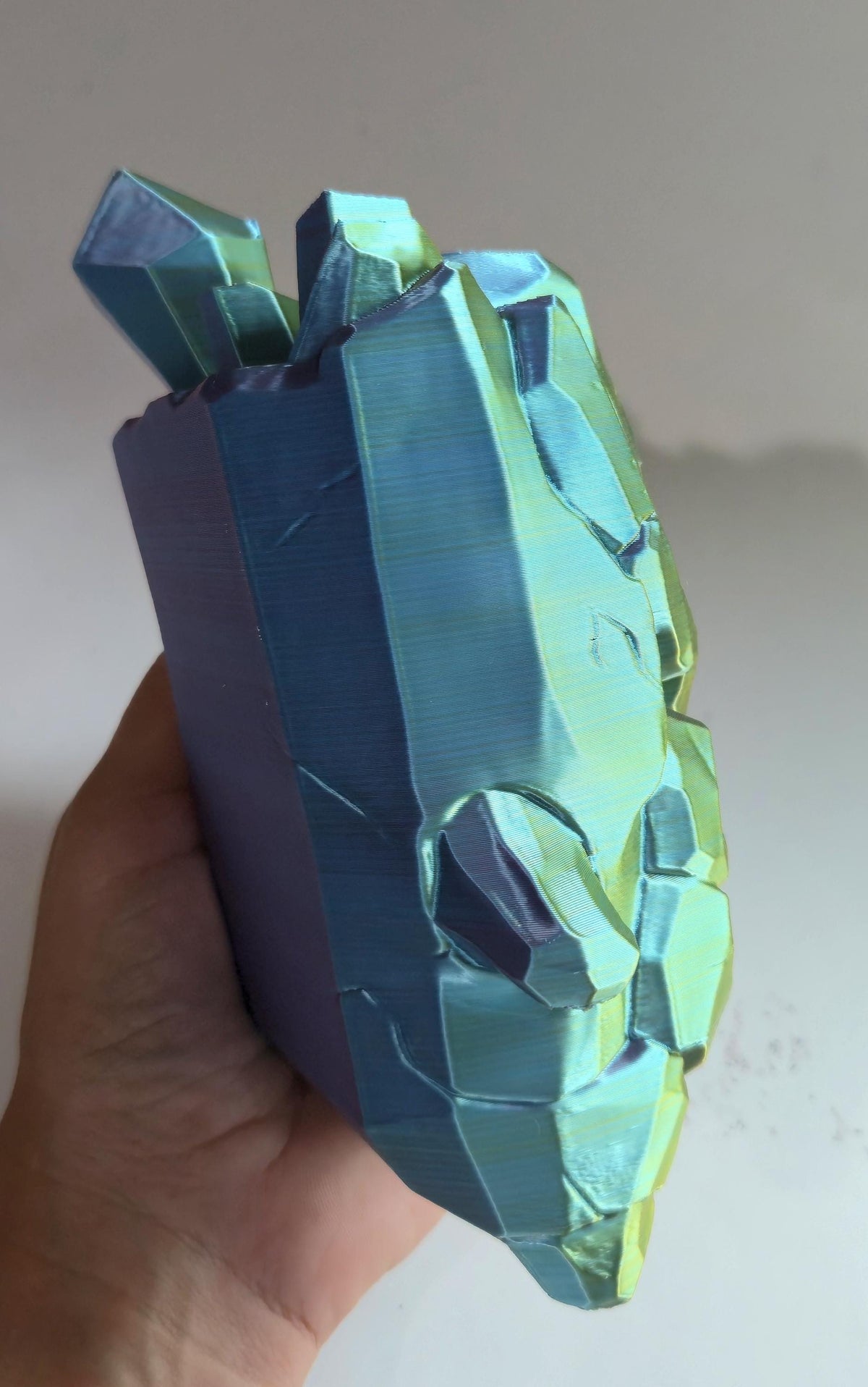 Large Holographic Zero Point Sprite – Color Shifting 3D Printed Sprite – Hand Painted Eyes – Kawaii Gamer Desk Decor – Collectible Figure