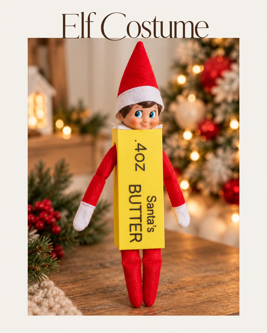 Elf Butter Costume – Santa’s Butter 4oz Elf Outfit, Funny Christmas Elf Accessory, Holiday Elf Prop, Christmas Elf Costume