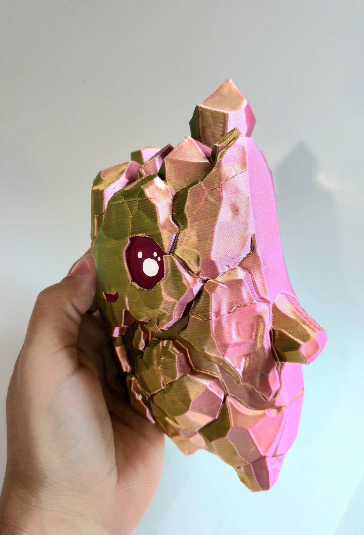 Large Holographic Zero Point Sprite – Color Shifting 3D Printed Sprite – Hand Painted Eyes – Kawaii Gamer Desk Decor – Collectible Figure