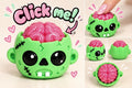 Zombie Brain Clicky Fidget Toy – Cute 3D Printed Halloween Sensory Clicker – Kawaii Zombie Desk Toy – Spooky Fidget Gift