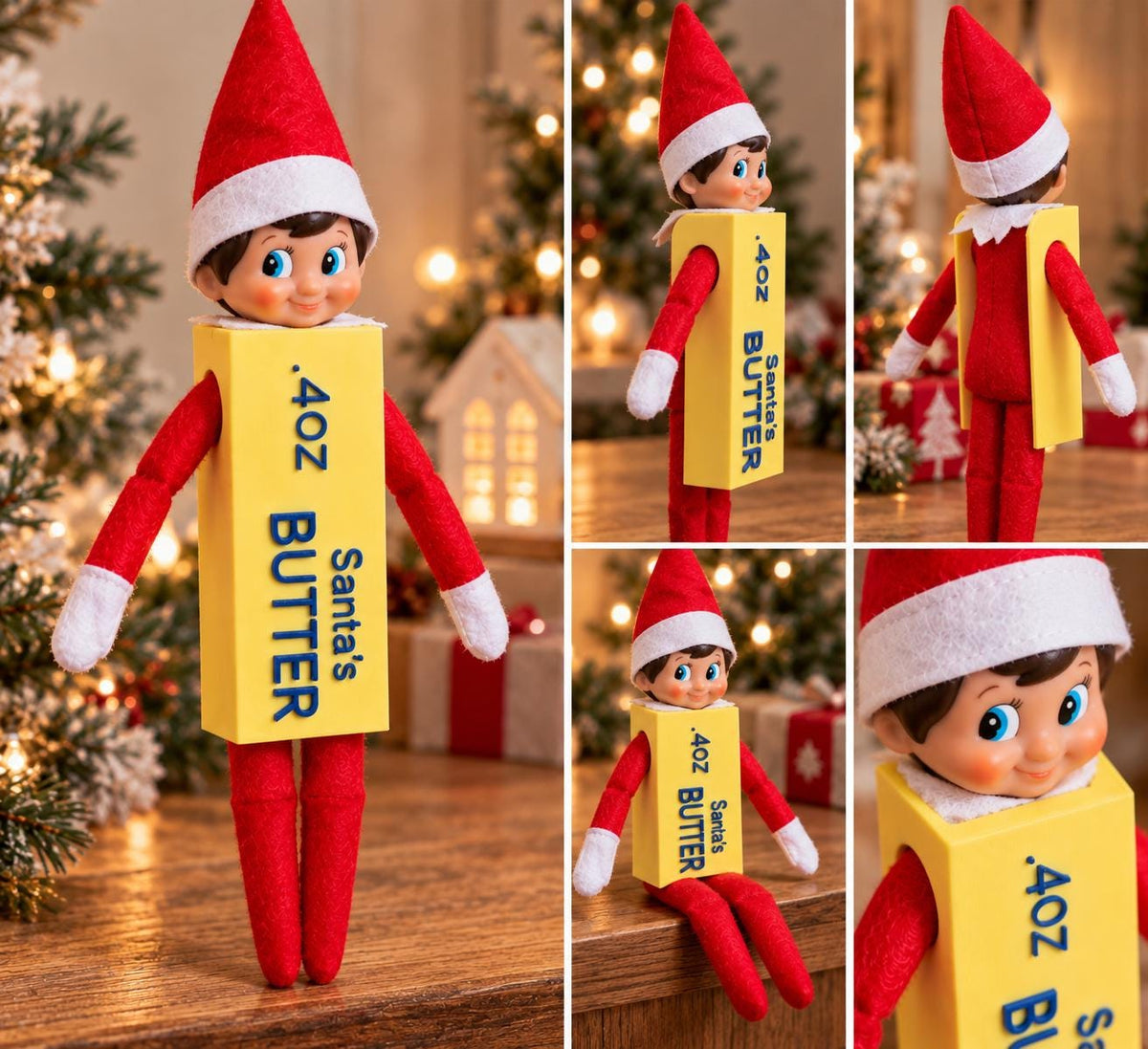 Elf Butter Costume – Santa’s Butter 4oz Elf Outfit, Funny Christmas Elf Accessory, Holiday Elf Prop, Christmas Elf Costume