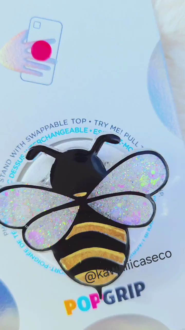 Handmade Glitter Bee Phone Grip Kawaii Bumblebee Phone Stand